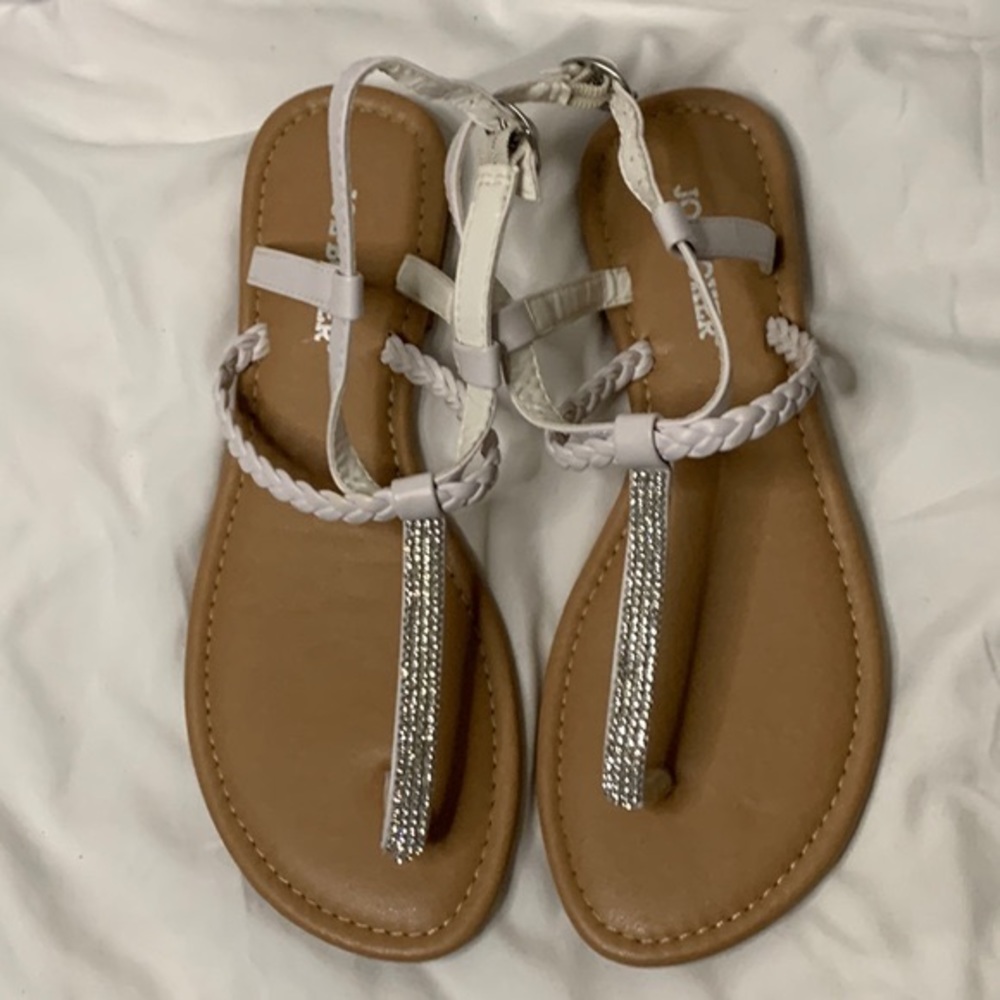 Joe Boxer Rhinestone Sandals in White